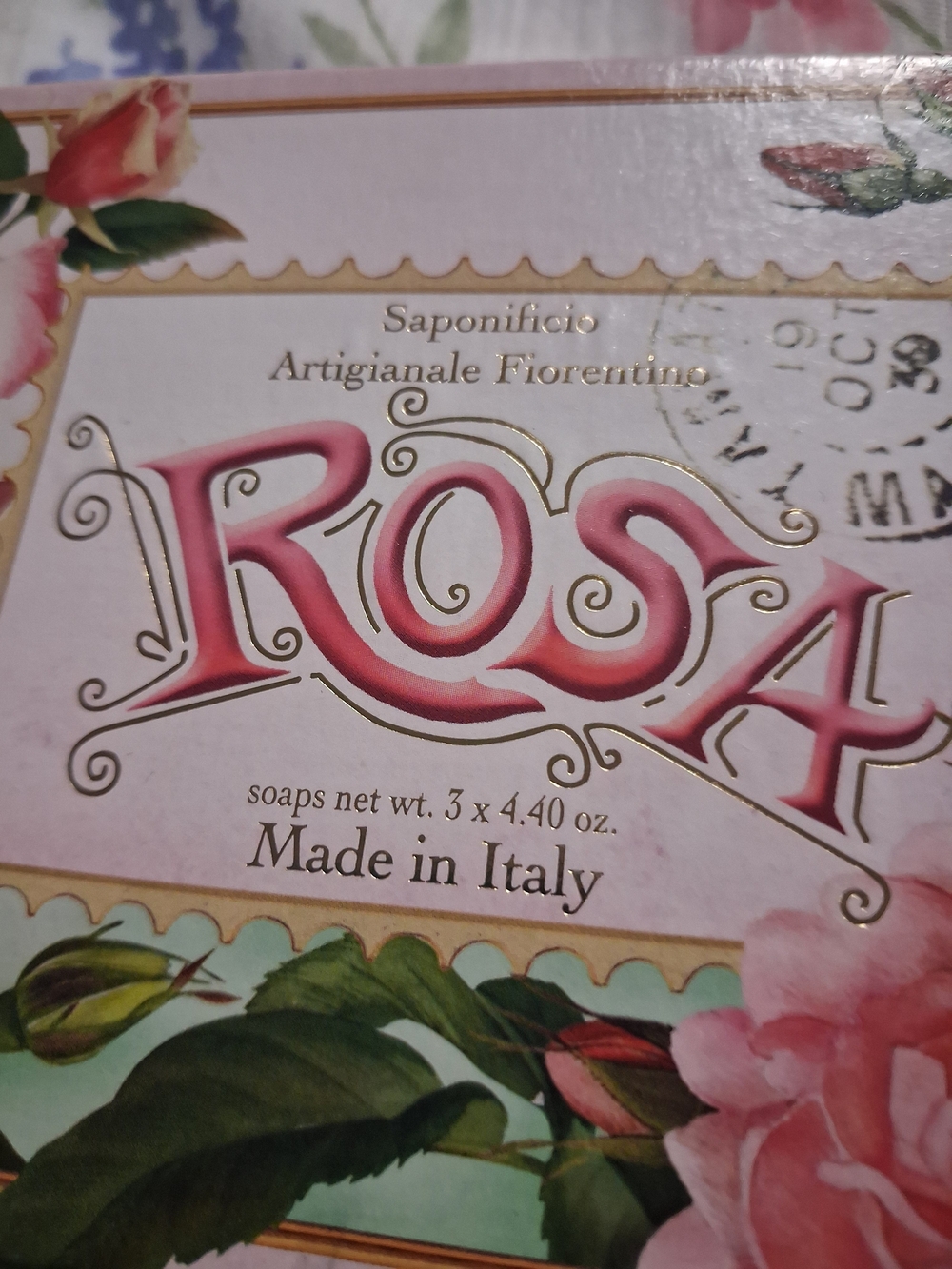 Kohl's Rosa Floral Soap Packaging Pink Green White
